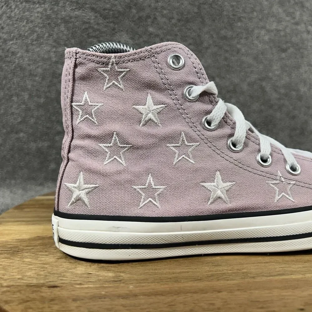 Converse Chuck Taylor All Star High Top Kids Size 2 Purple Stars Shoes Used